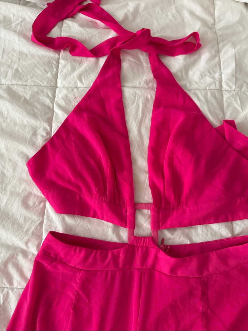 Halter Halter-Neck Fuchsia Jumpsuit